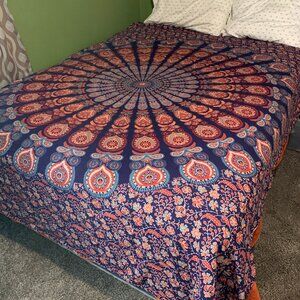 Mandala/Stained Glass Window Large Tapestry/Coverlet